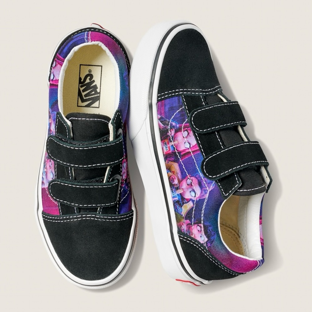 Vans KPop Demon Hunters Old Skool V Little Kids Black Purple White size 12 NEW